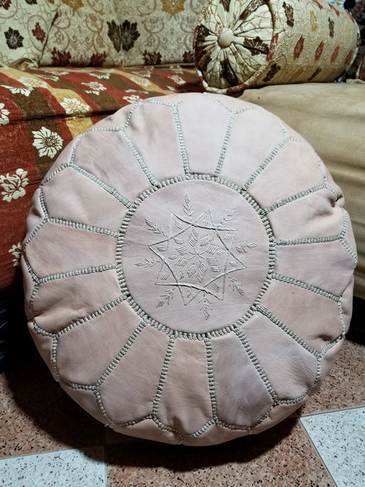 Moroccan natural leather pouf