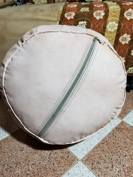 Moroccan natural leather pouf