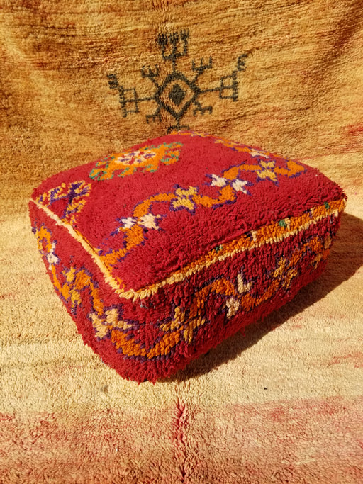 Red Moroccan Floor Cushion Pouf 60x60x20cm