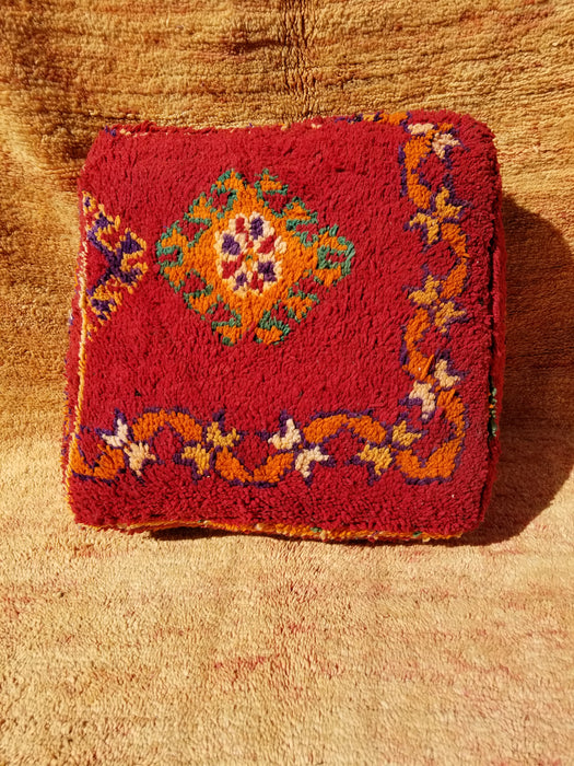 Red Moroccan Floor Cushion Pouf 60x60x20cm