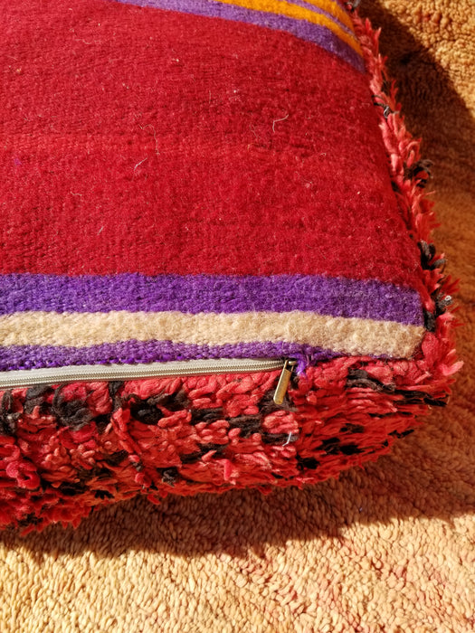Red Moroccan Floor Cushion Pouf 60 x 60 x 20 cm