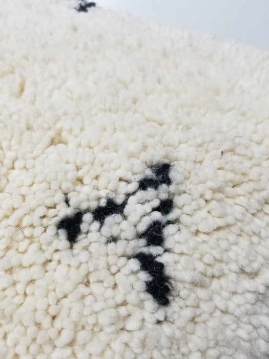 Berber White and Black Moroccan Floor Cushion Pouf 60x60x20cm