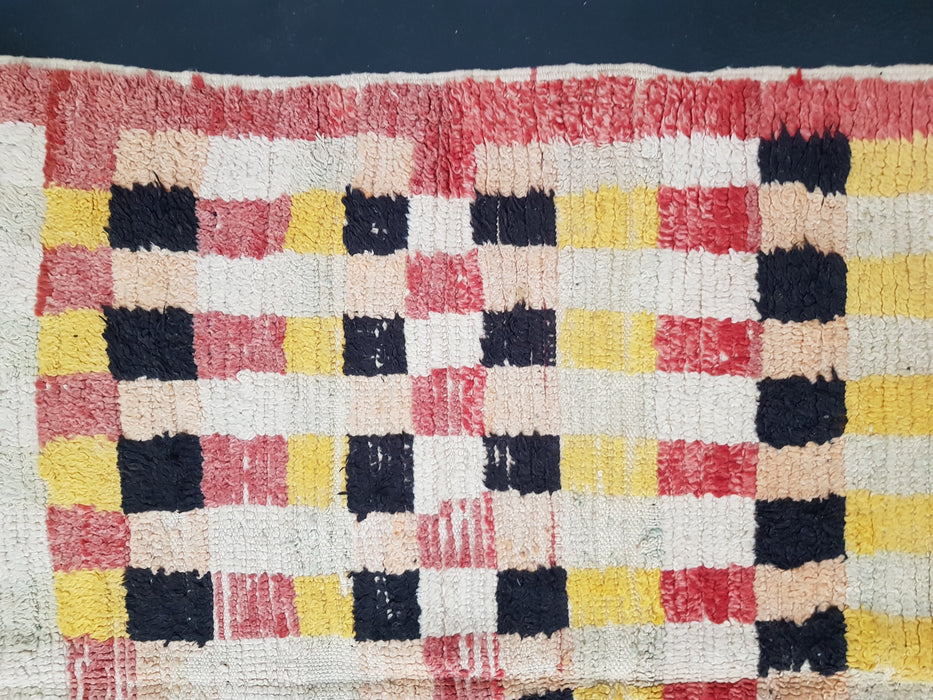 Colorful square Moroccan rug from Boujaad region