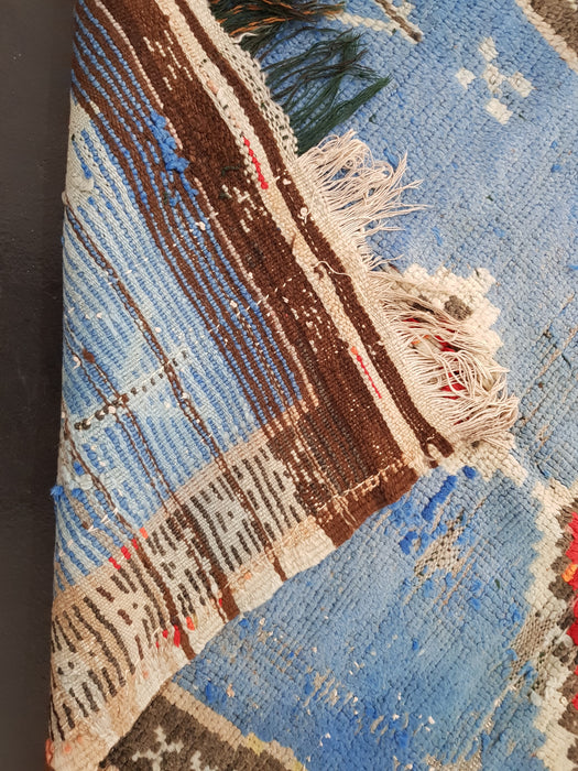 Small blue Moroccan rug from Boujaad region
