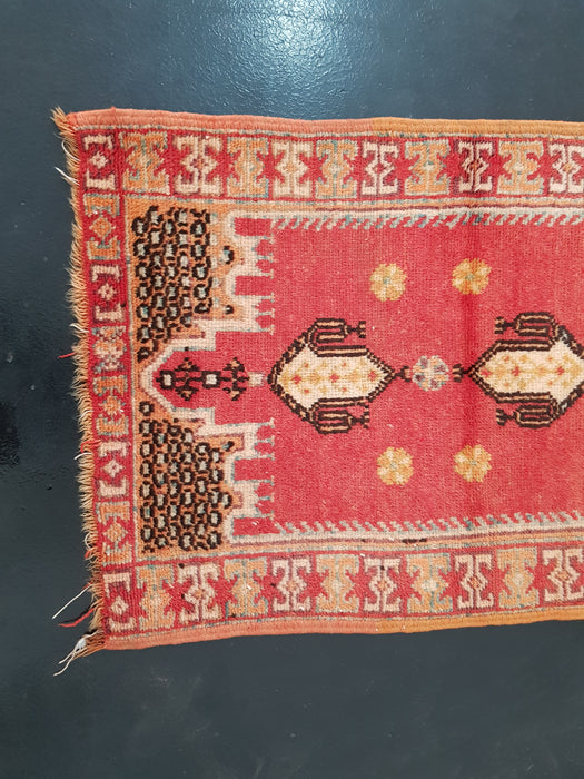 Small red Moroccan rug from Boujaad region