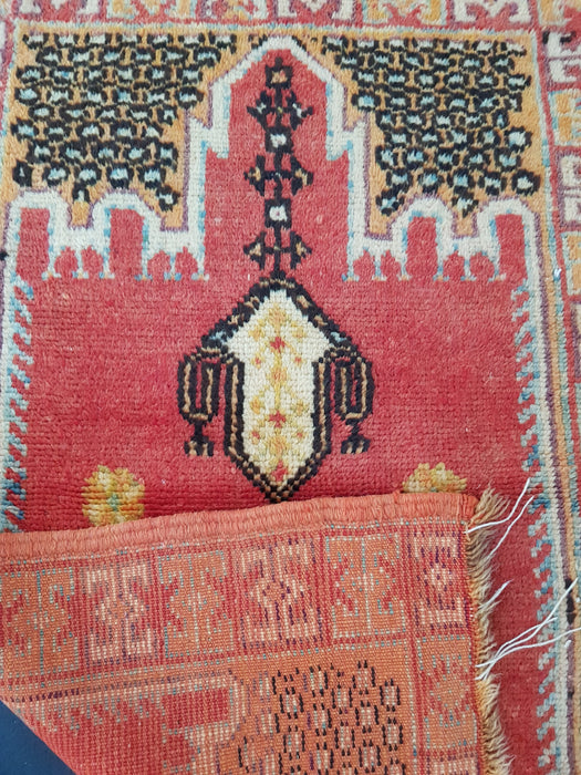 Small red Moroccan rug from Boujaad region