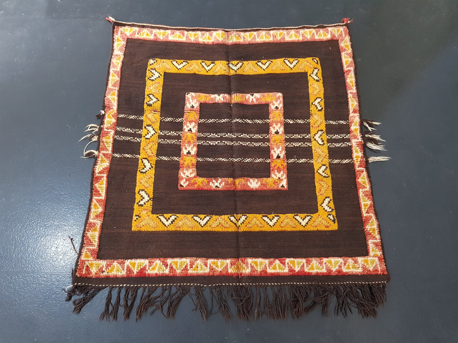 Small square black Moroccan rug from Boujaad region