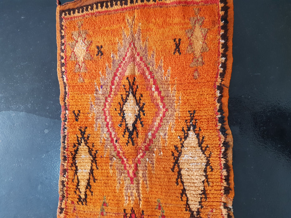 Orange Moroccan rug from Boujaad region