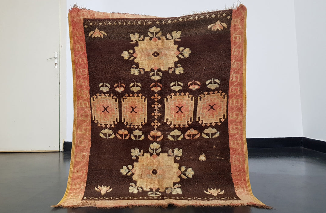 Small black Moroccan rug from Boujaad region