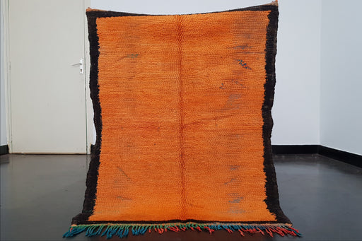 Small orange Moroccan rug from Boujaad region