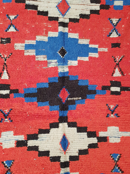 Red square Moroccan rug from Boujaad region