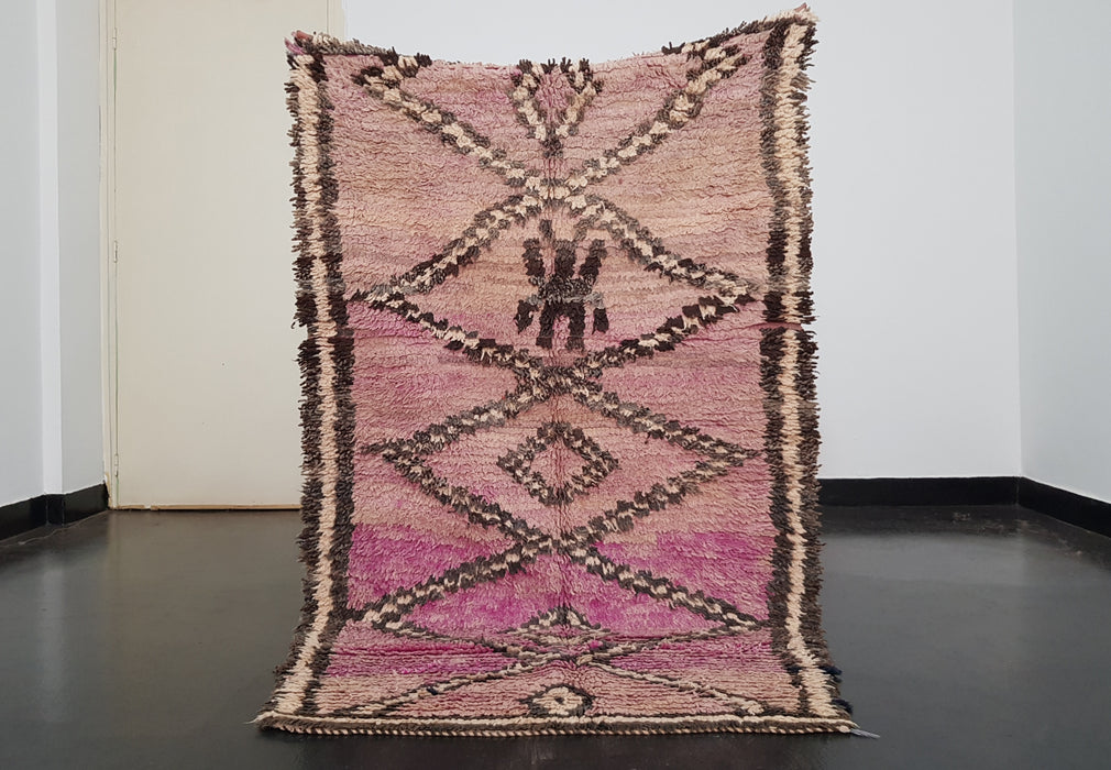 Vintage purple square Moroccan rug from Boujaad region
