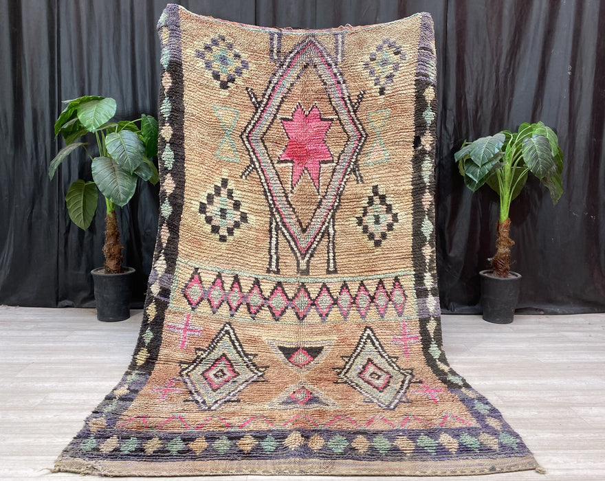 Unique peach Moroccan rug from Boujaad region