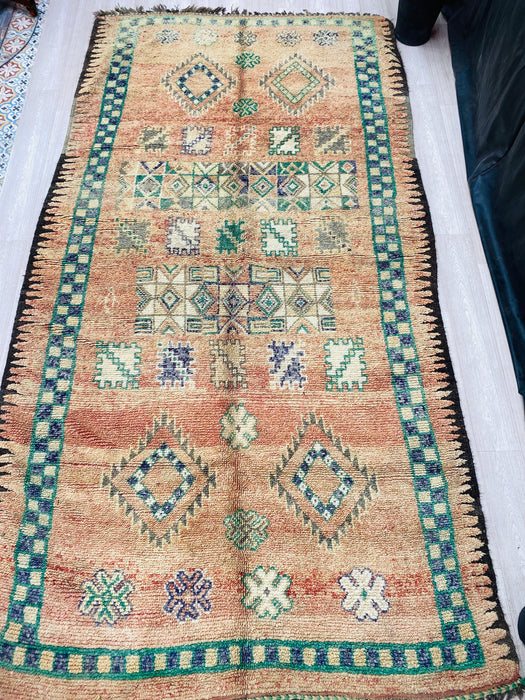 Peach Moroccan rug from Boujaad region